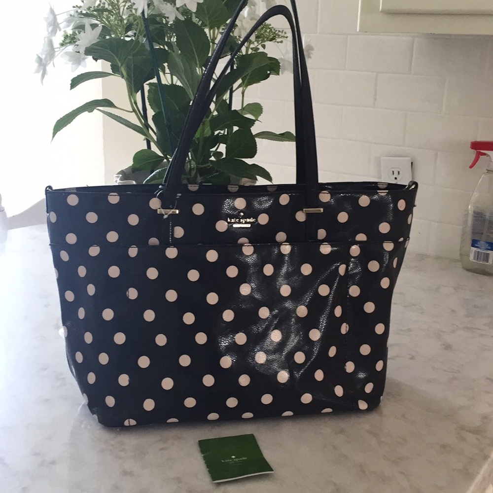 Kate spade black and pink polka dot diaper bag